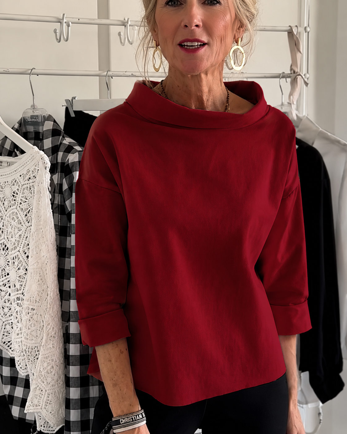 Elone - Stilvolle lockere Bluse mit Kragen