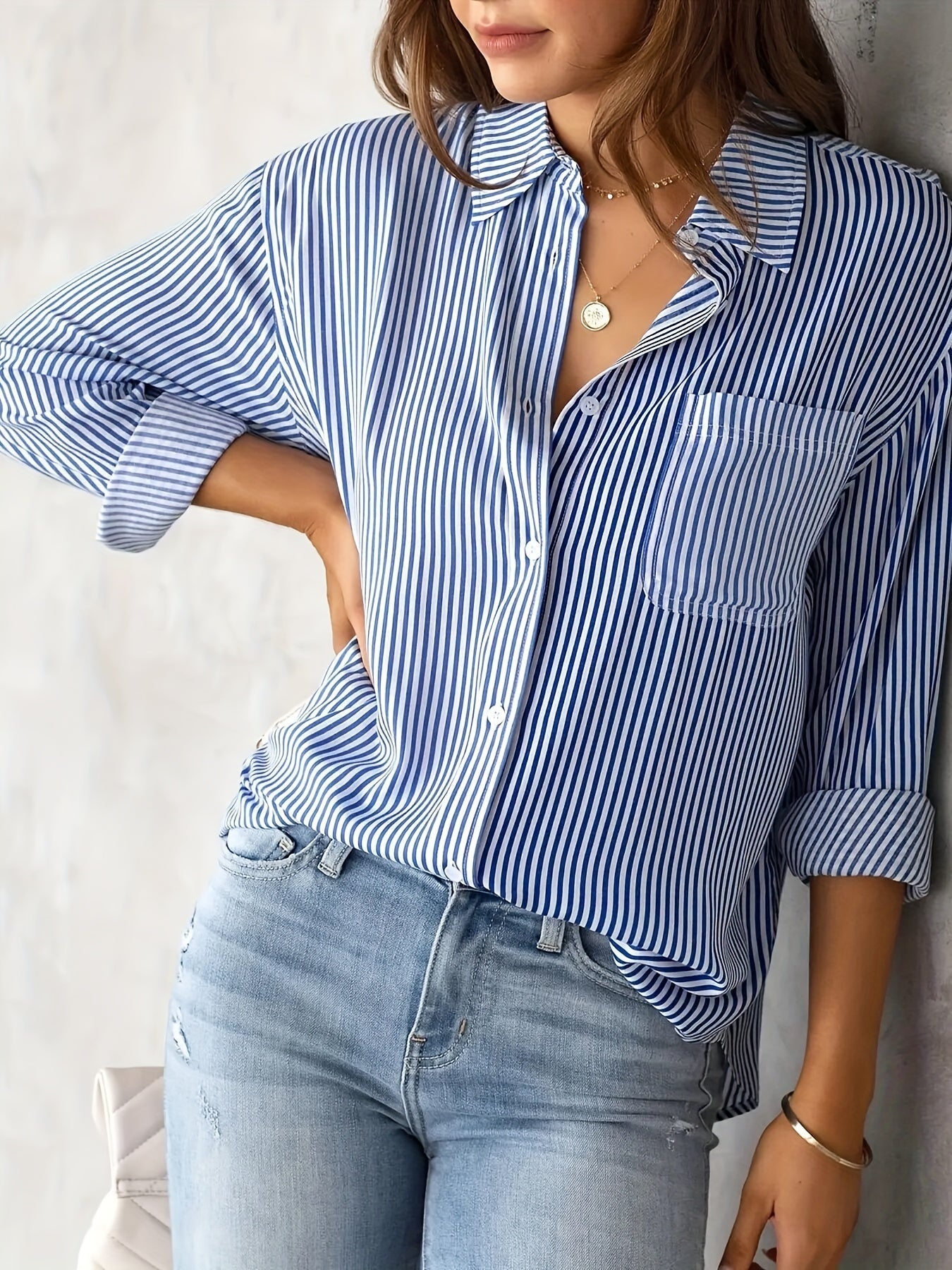 Nancy - Lockeres Damen-Shirt mit Streifen und langen Ärmeln