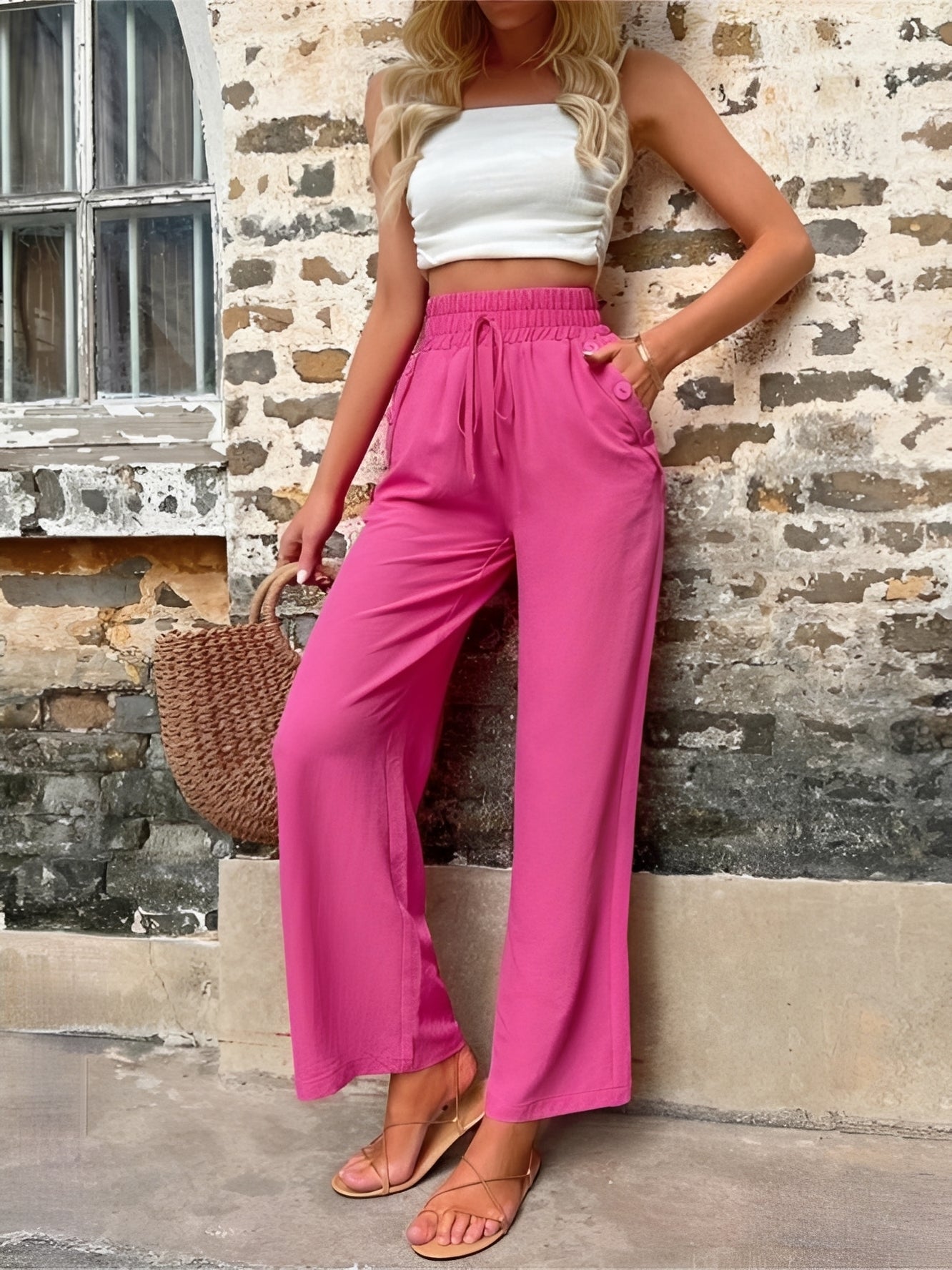 Allie - Trendige Damenhose mit weitem Schnitt und hohem Bund