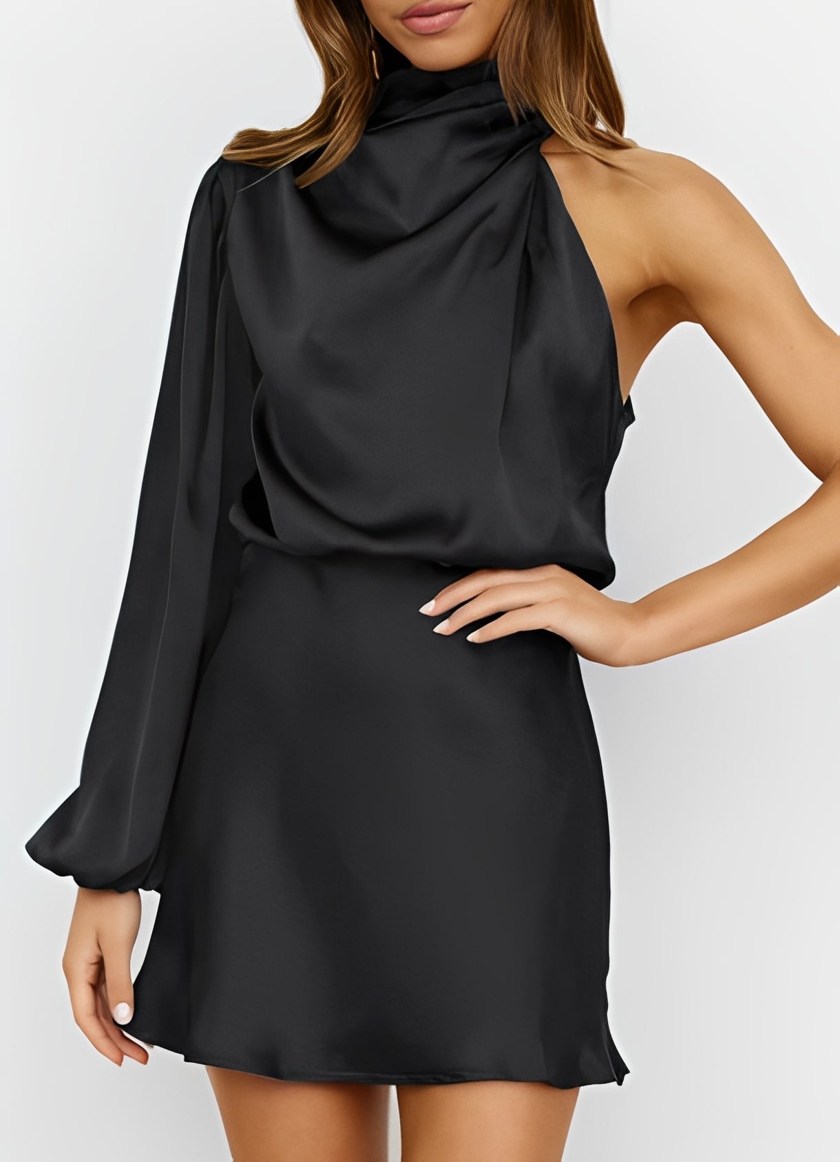 Sammy - Schickes One-Shoulder-Kleid mit langen Ärmeln