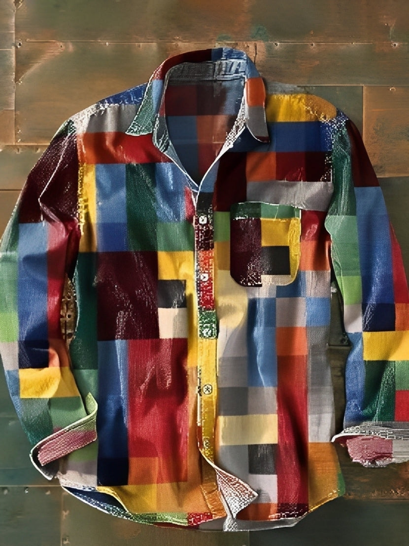 Charles – Herren-Langarmhemd – Intensiv gefärbt im Retro-Stil