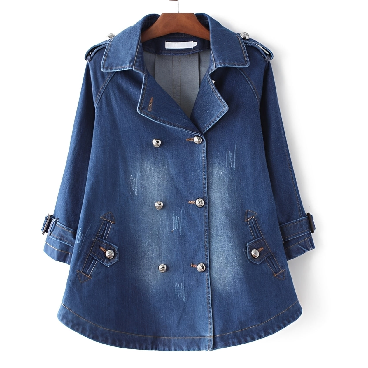 Faye - Modischer Cape-Mantel im Jeans-Look