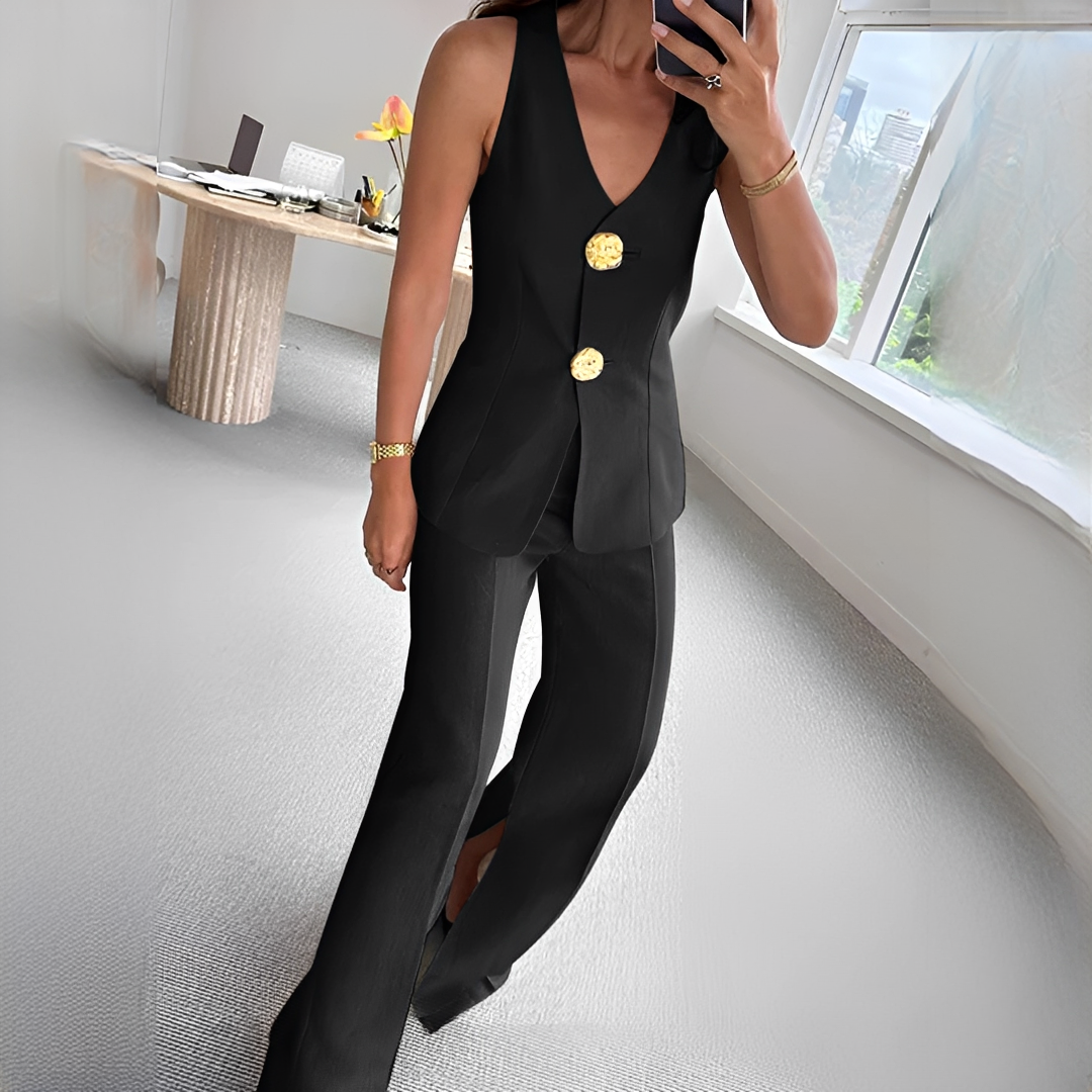 Verna - Lässiges ärmelloses Top und Hosen-Set