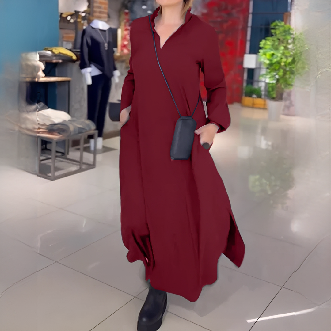 Cassie - Lang geschnittenes, weites Kleid mit Ärmeln