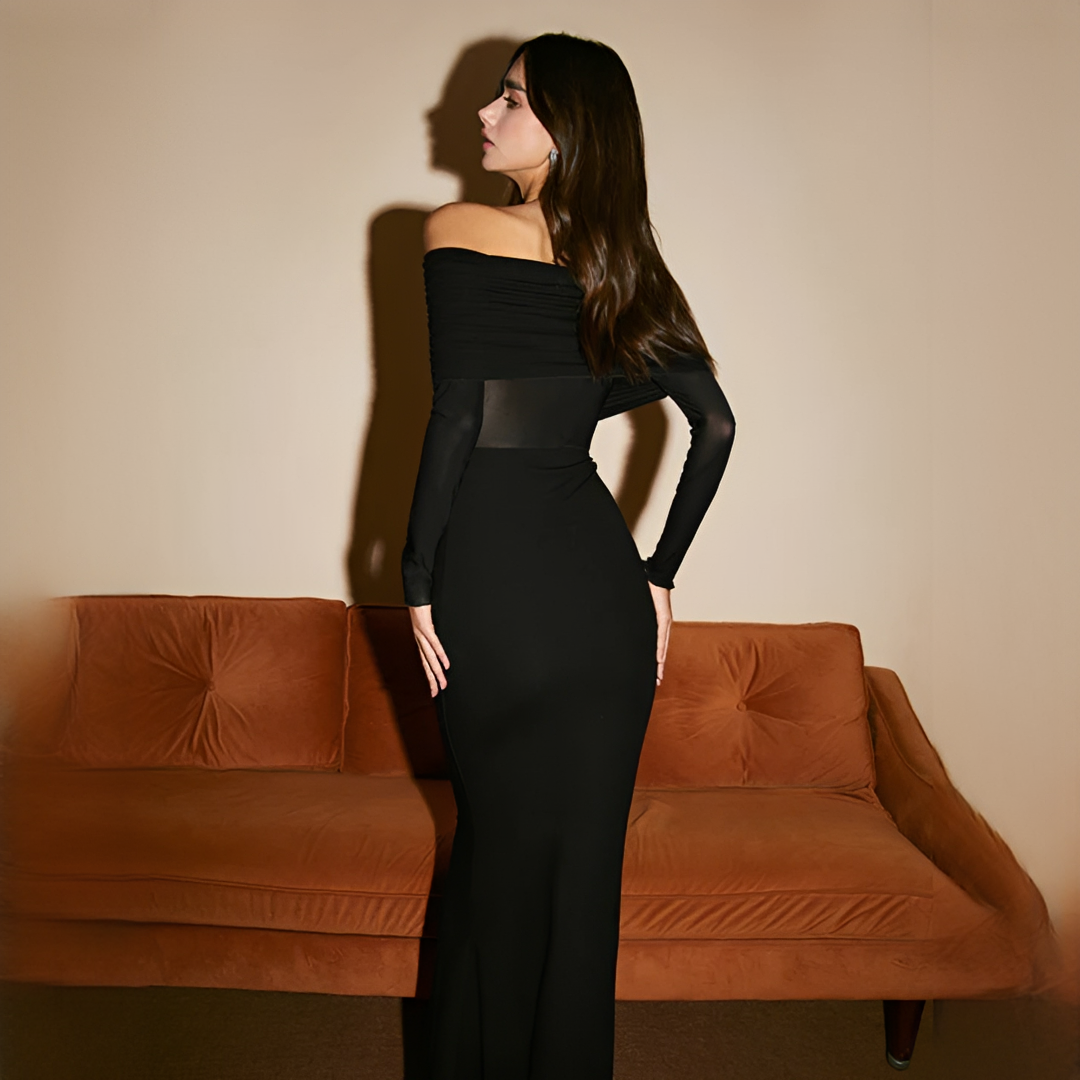 Ermanda - Elegantes schulterfreies langes Kleid