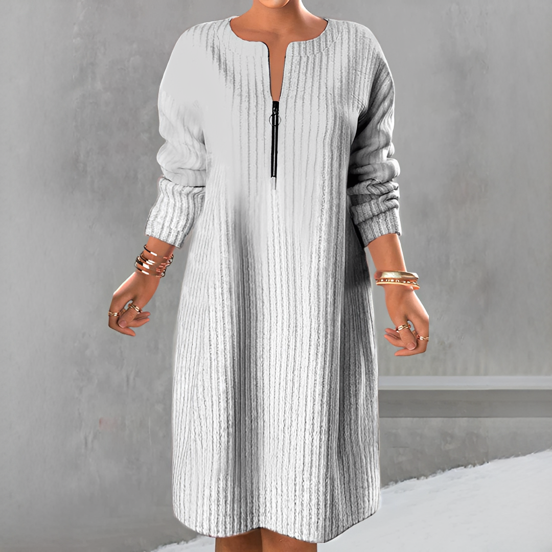 Marion - Elegantes Reißverschlusskleid mit langen Ärmeln