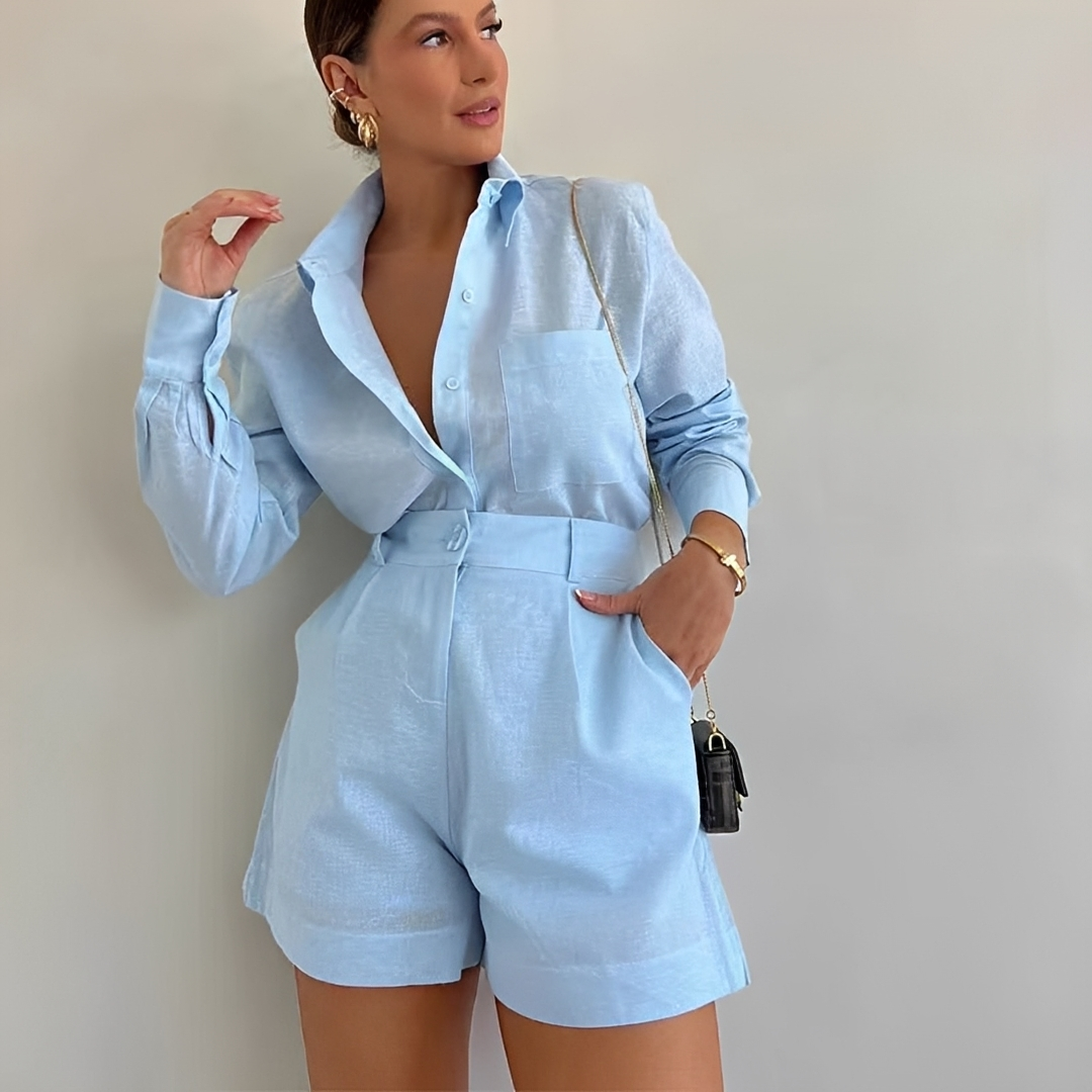 Yasin - Langarm-Loses Shorts-Set