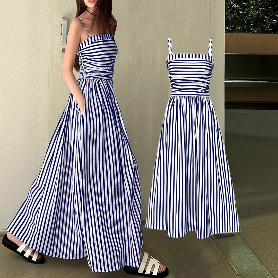Cindy - Stilvolles Streifen-Maxikleid