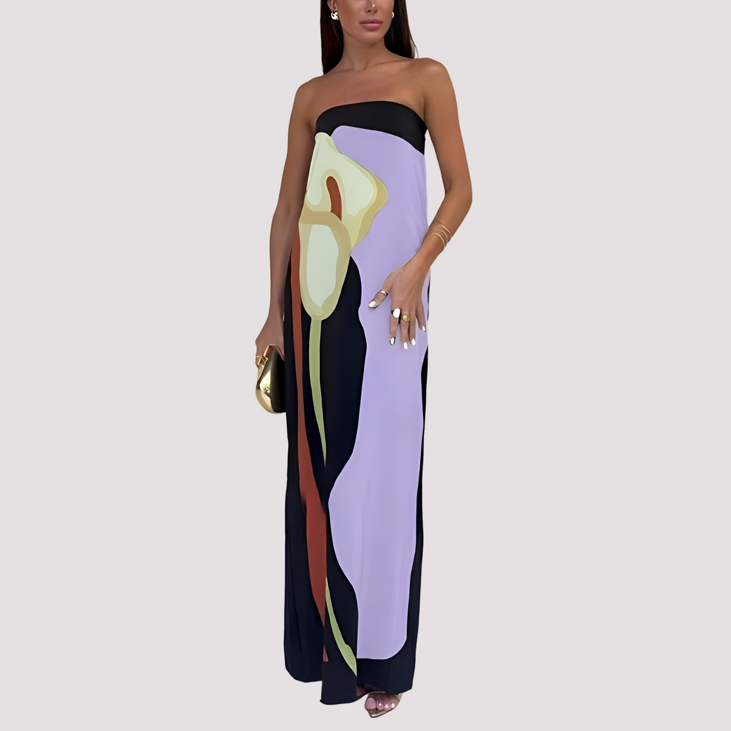 Samara - Elegantes schulterfreies langes Kleid
