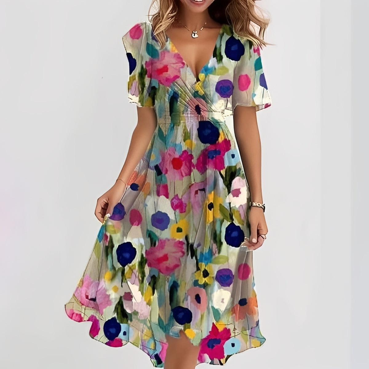 Emelia - Chiffonkleid mit Blumenmuster