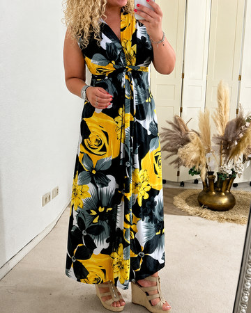 Katrina - Stilvolles ärmelloses Kleid mit Blumendetails