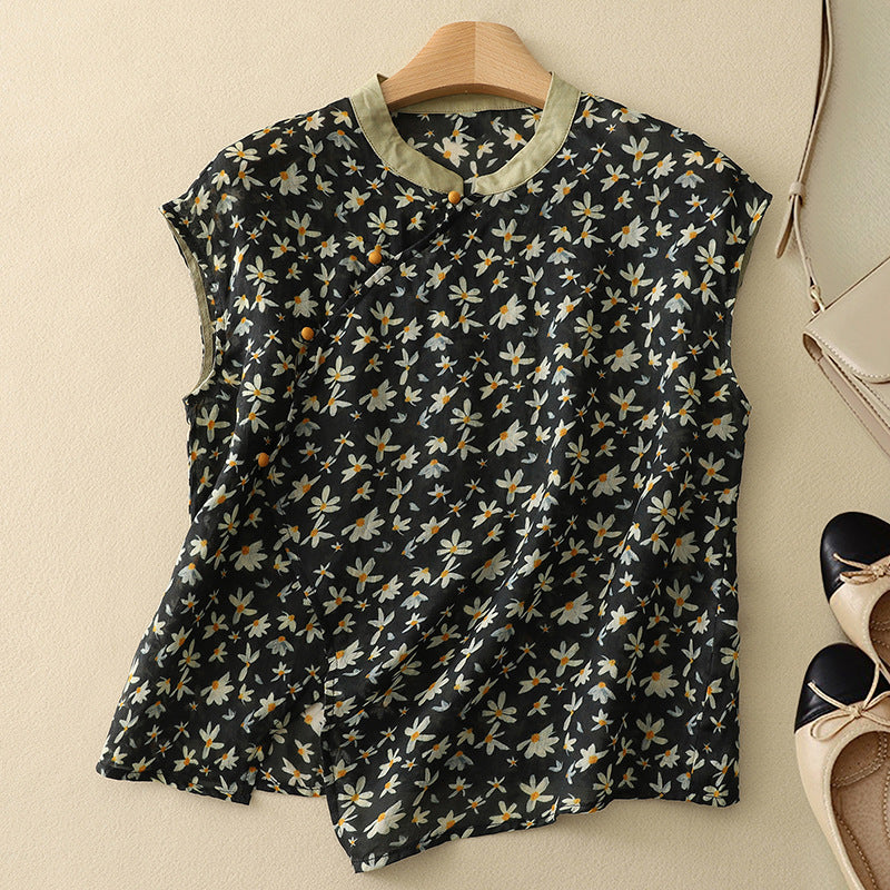 Diana - Bluse ohne Ärmel mit Blumendesign