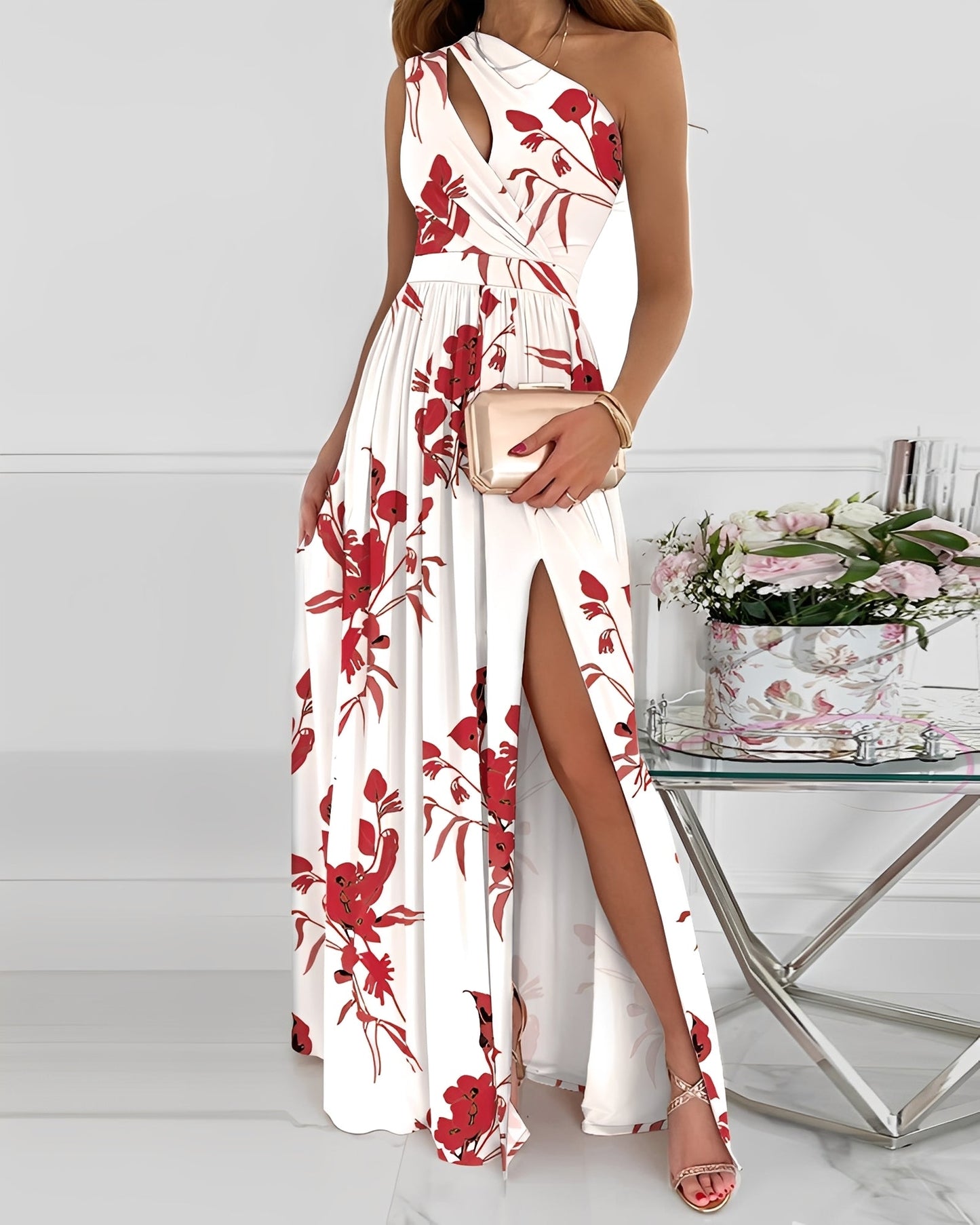 Jasmin - Elegantes Maxikleid mit einseitigem Träger für Damen