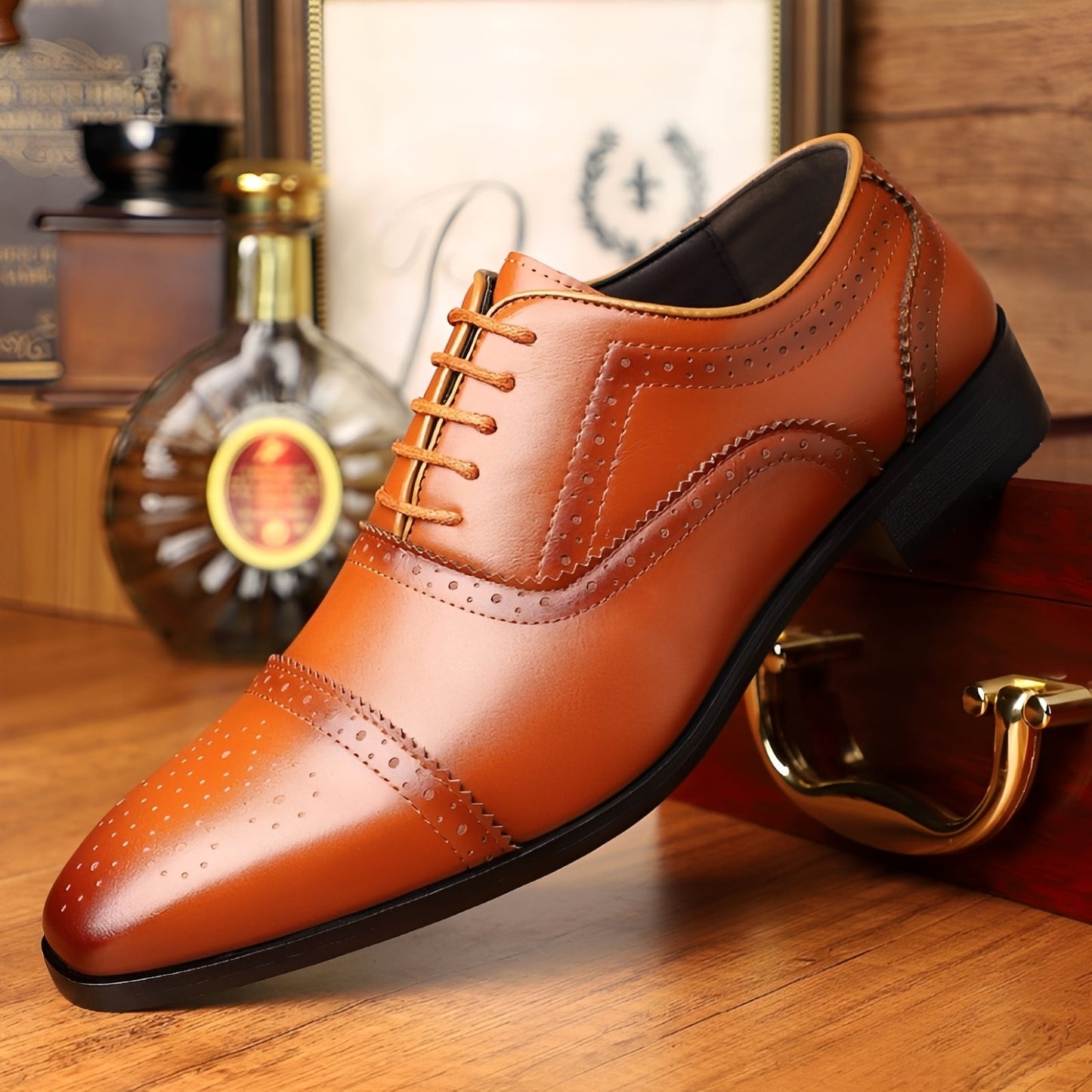 Ronan - Retro-Herrenschuhe mit spitzem Design