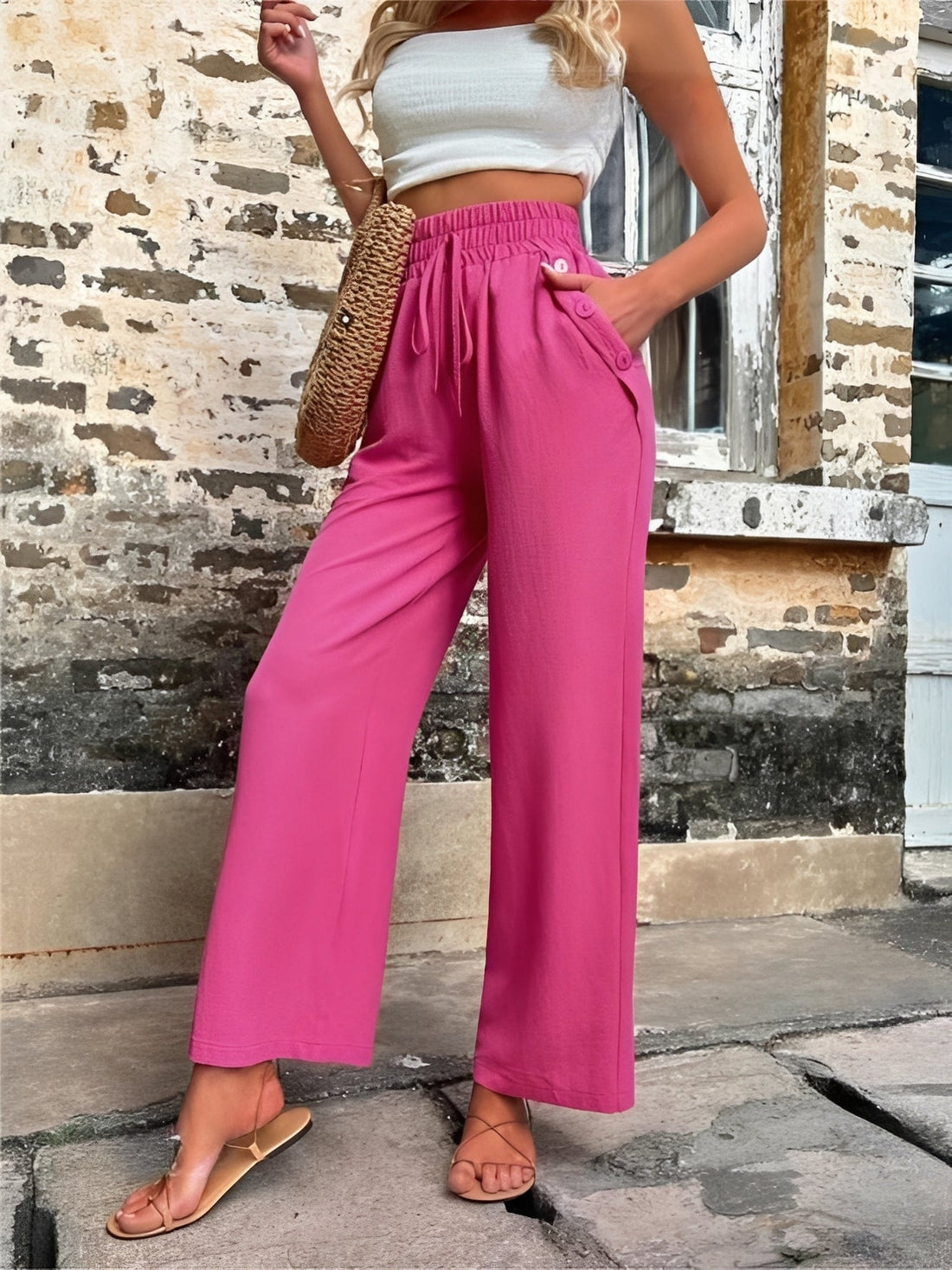 Allie - Trendige Damenhose mit weitem Schnitt und hohem Bund