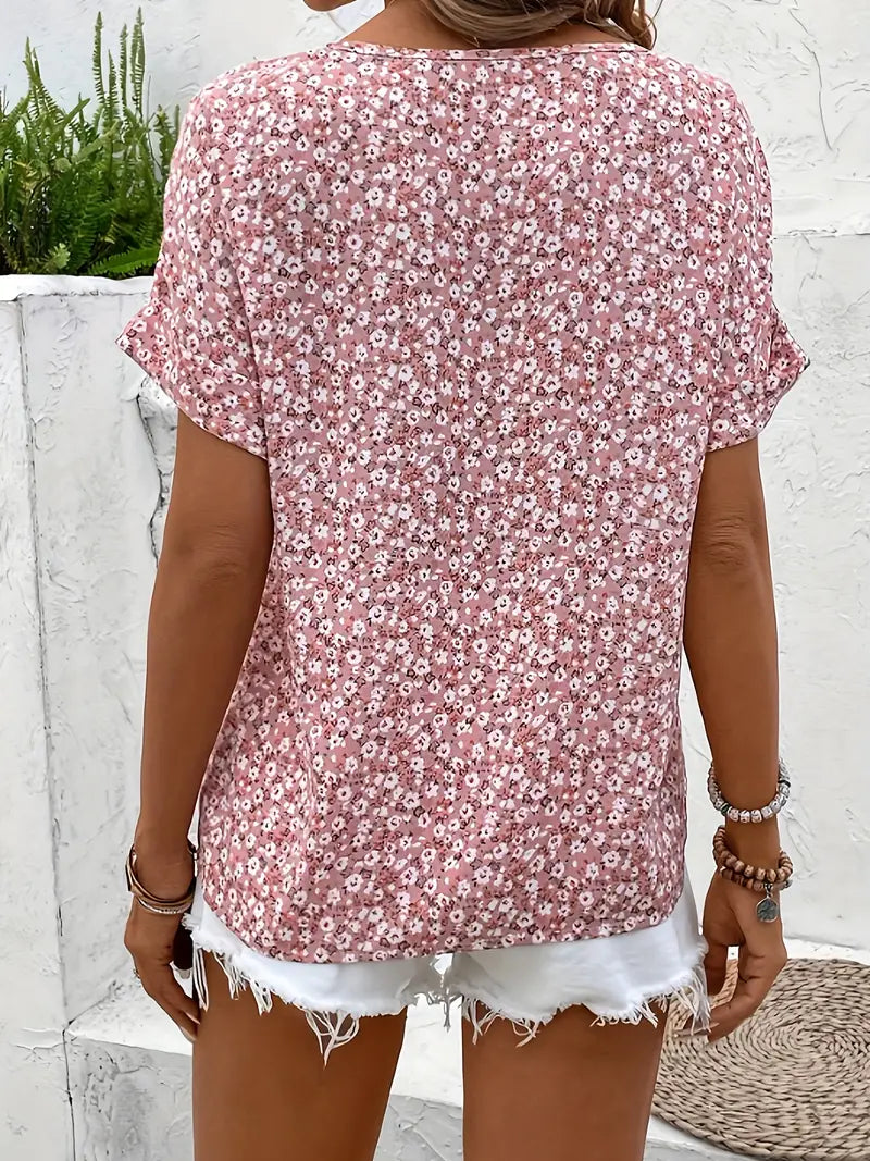 Verna – Damenbluse mit floralen Mustern und Knopfverschluss