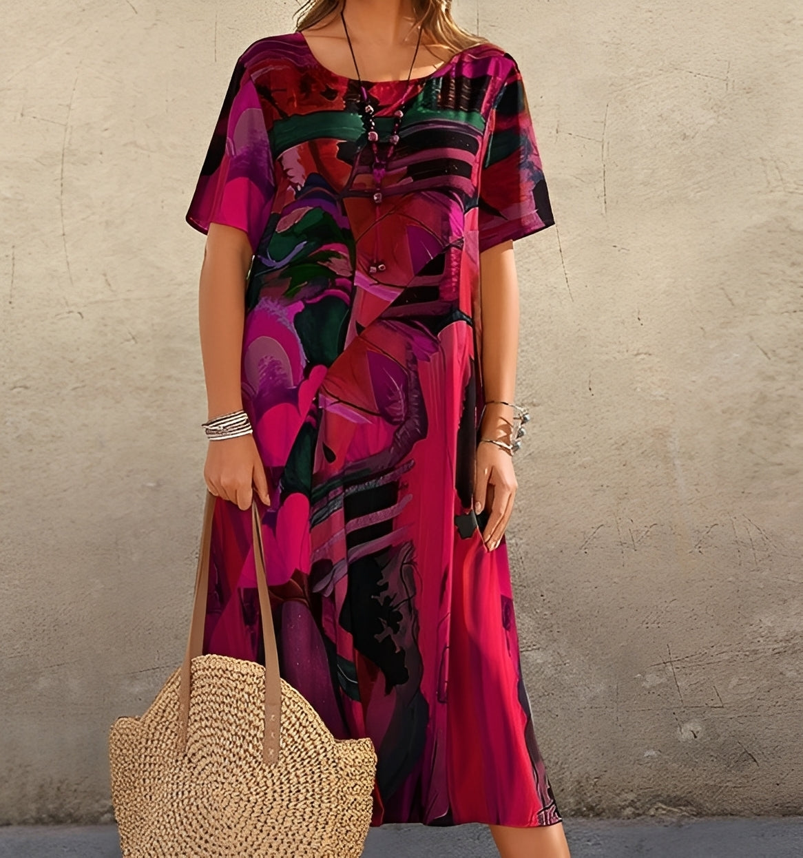 Alexa - Stilvolles Damenkleid mit Muster und lockerer Form