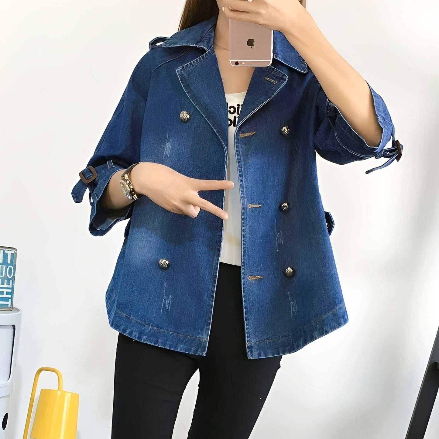 Faye - Modischer Cape-Mantel im Jeans-Look