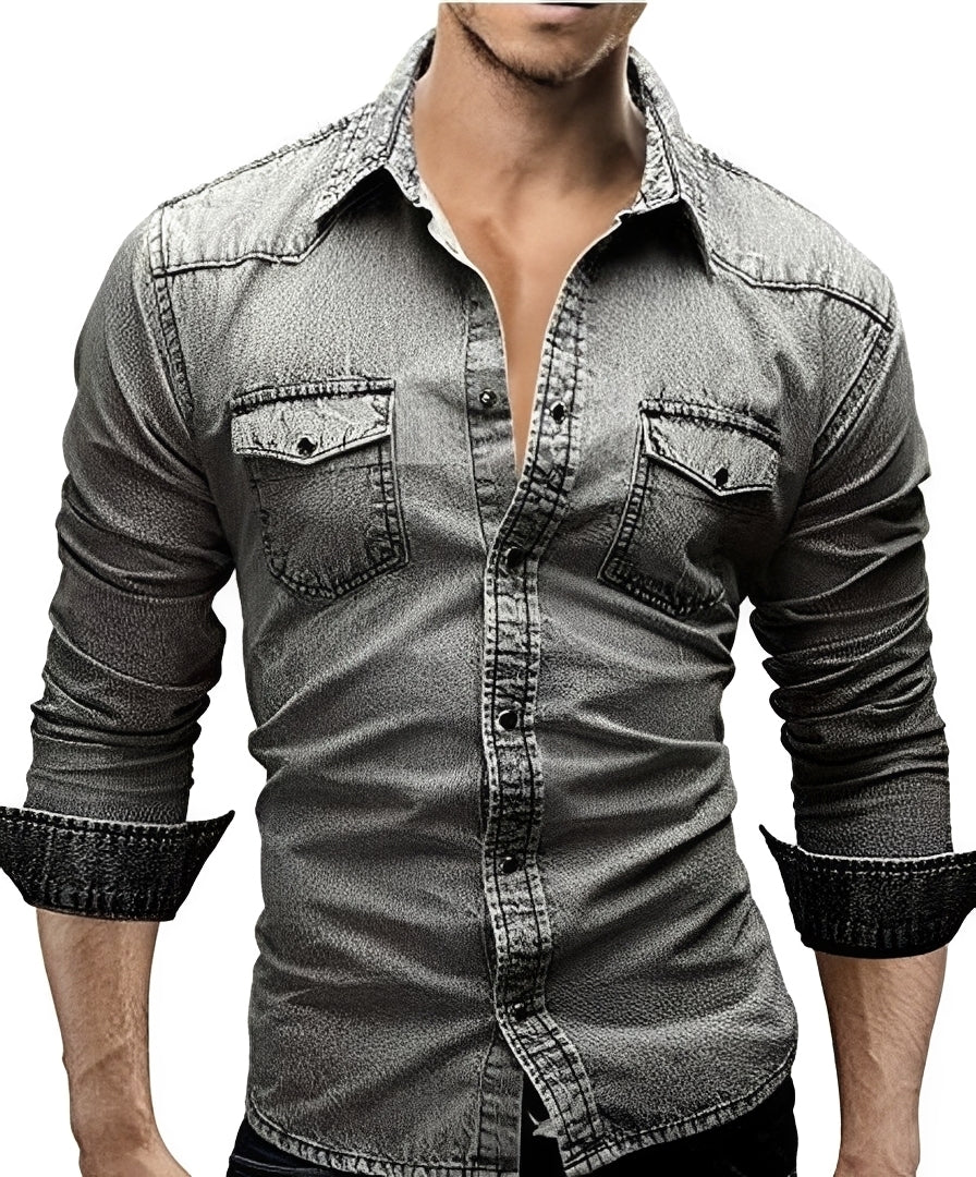 Arjun - Herren-Jeanshemd - Bequemes Langarmhemd
