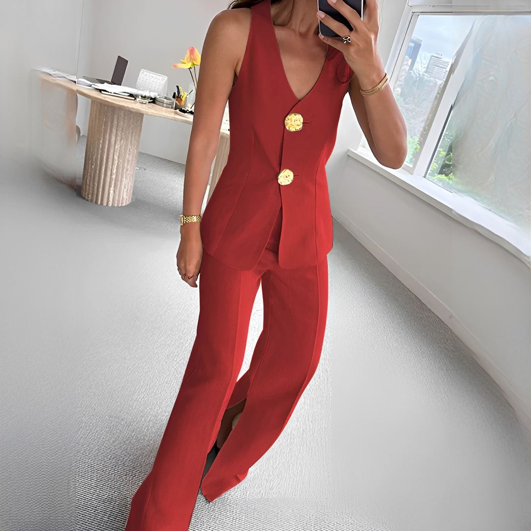 Verna - Lässiges ärmelloses Top und Hosen-Set