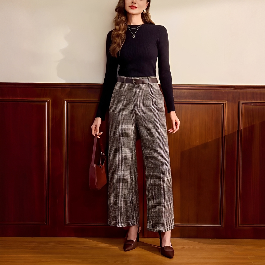 Christabel - Karierte hoch taillierte Hose
