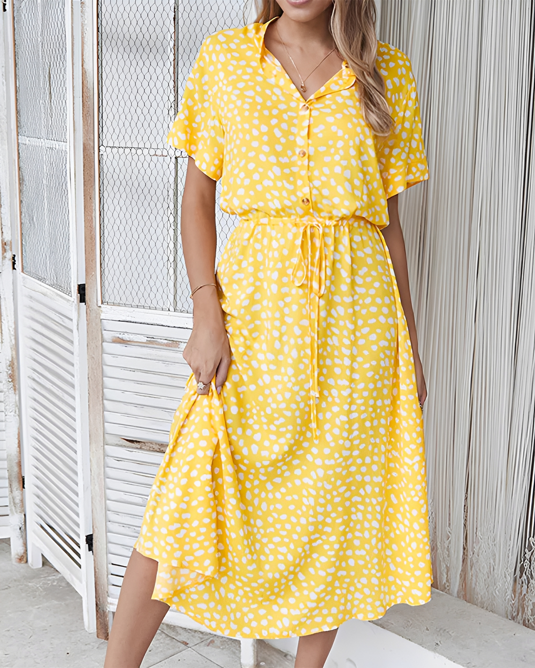 Shannon - Elegantes V-Ausschnitt-Midikleid