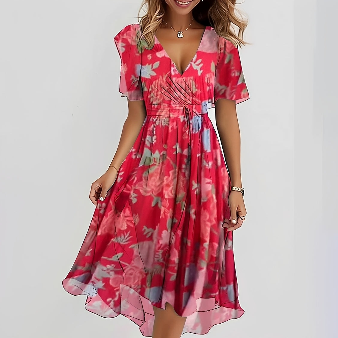 Emelia - Chiffonkleid mit Blumenmuster