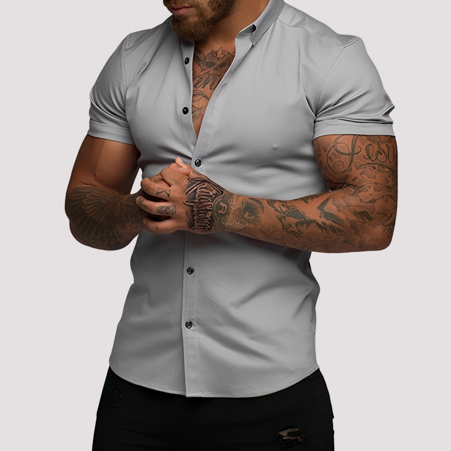 Oscar - Slim-Fit Herrenhemd mit kurzen Ärmeln