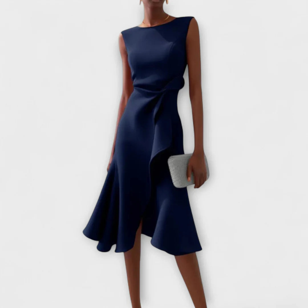 Sheila - Stilvolles Damen Midikleid mit Volantdetails