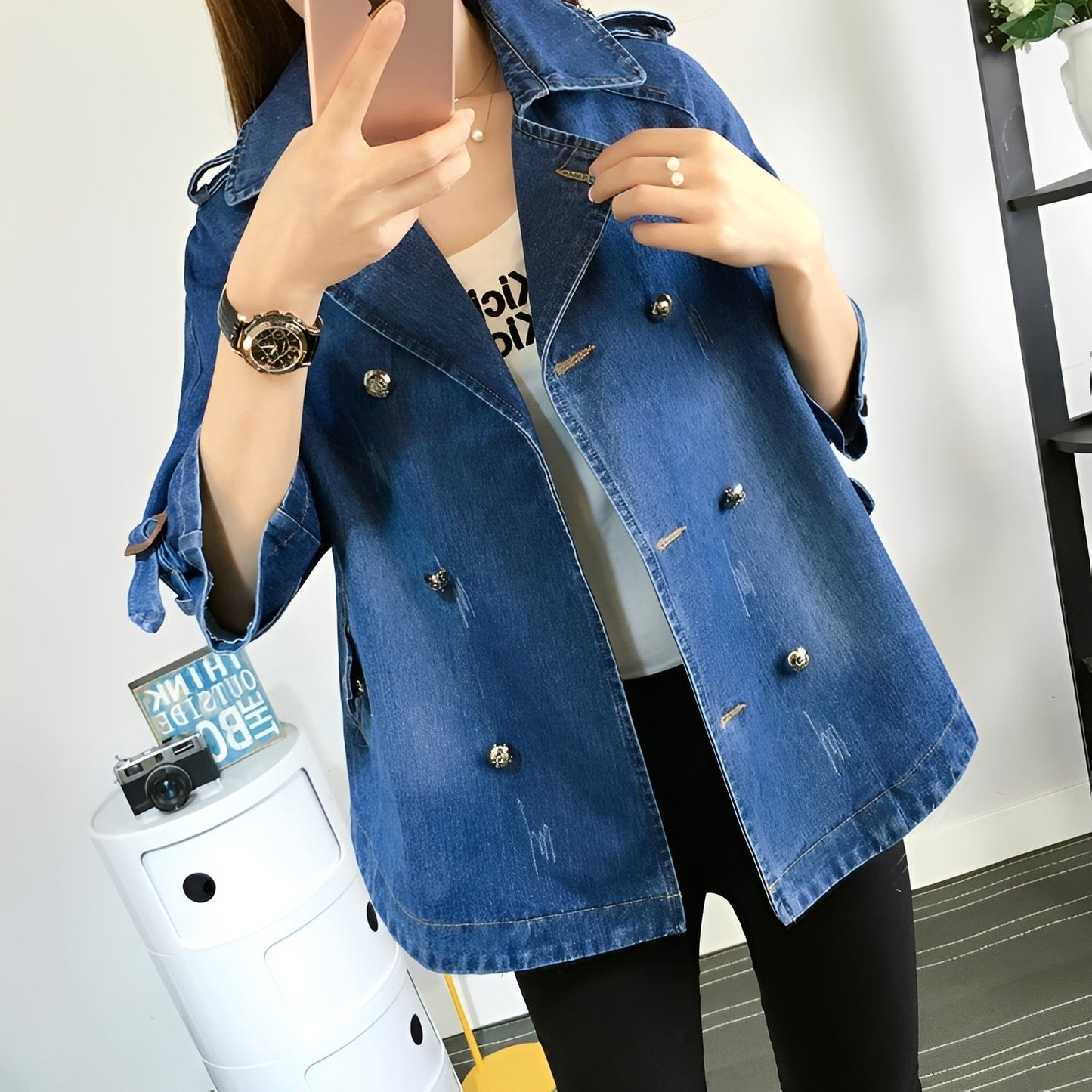 Faye - Modischer Cape-Mantel im Jeans-Look