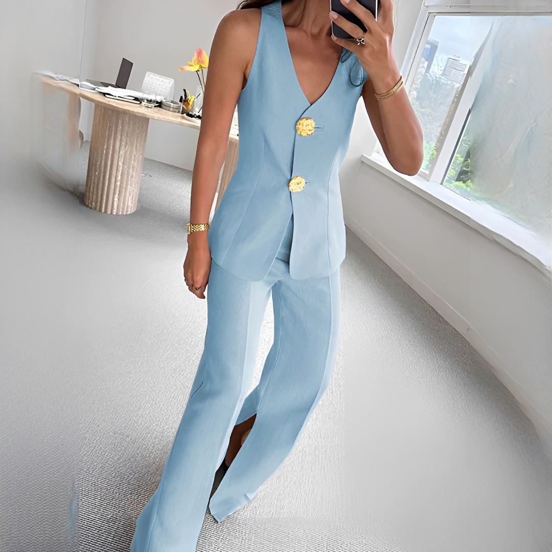 Verna - Lässiges ärmelloses Top und Hosen-Set