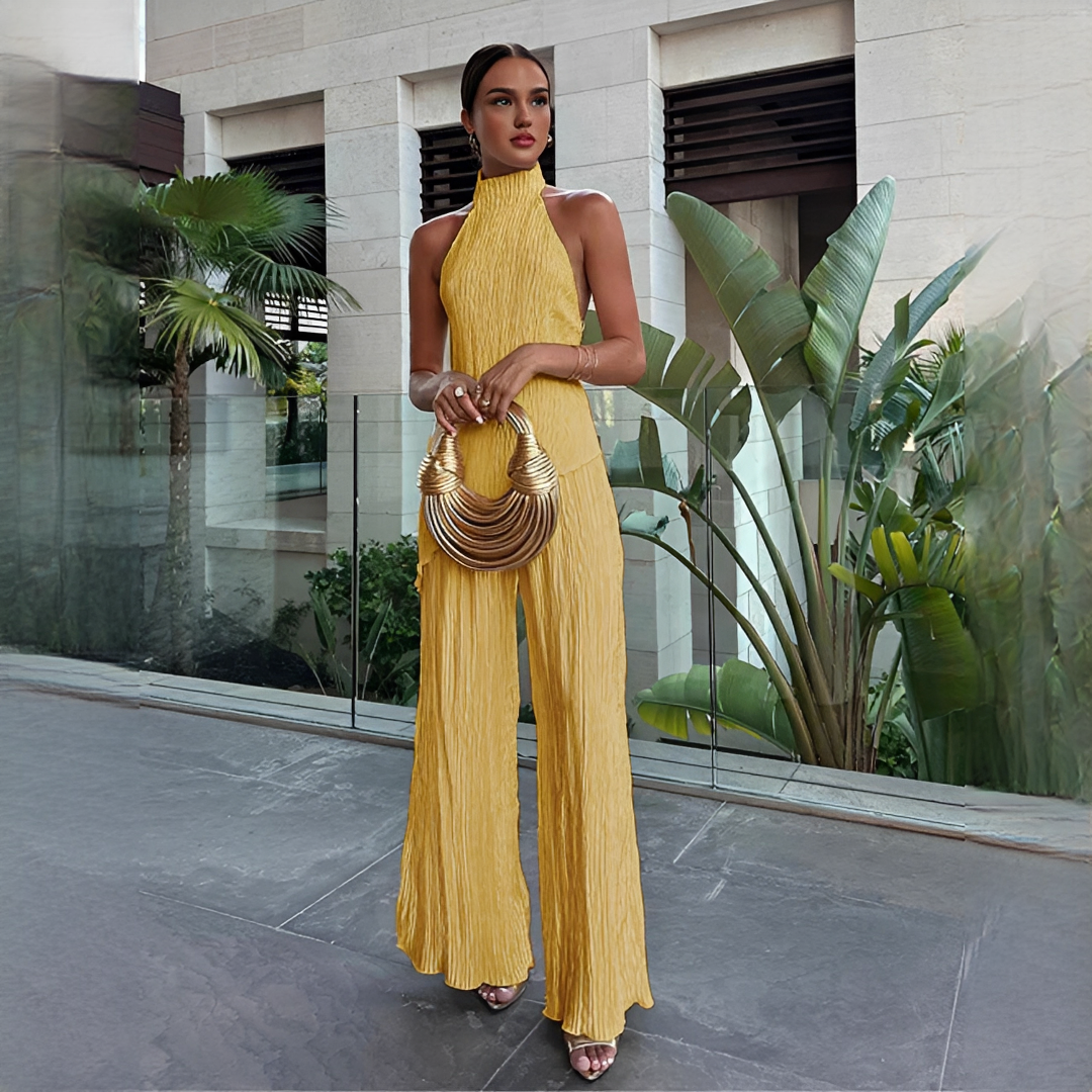 Elvissa - Elegantes Top und Hose mit weitem Bein Set