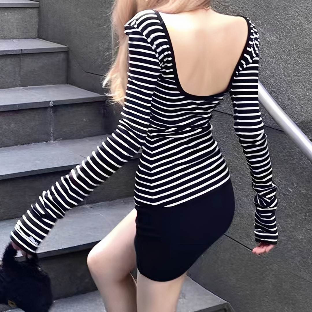 Michaila - Langärmelig gestreifter Body