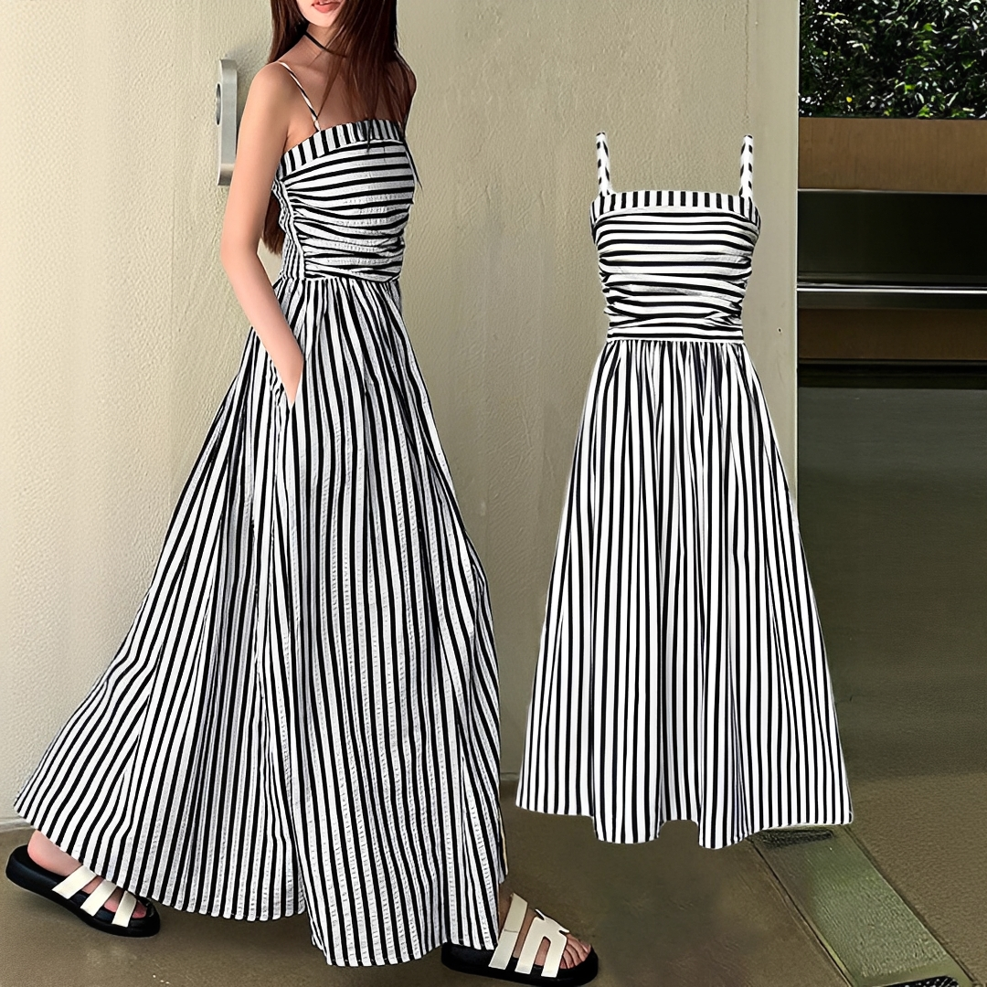Cindy - Stilvolles Streifen-Maxikleid