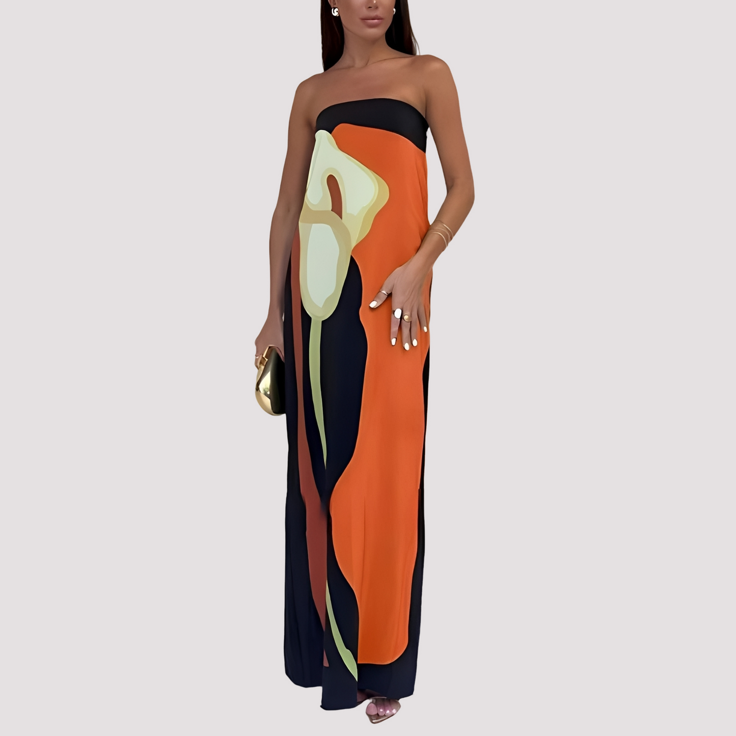 Samara - Elegantes schulterfreies langes Kleid