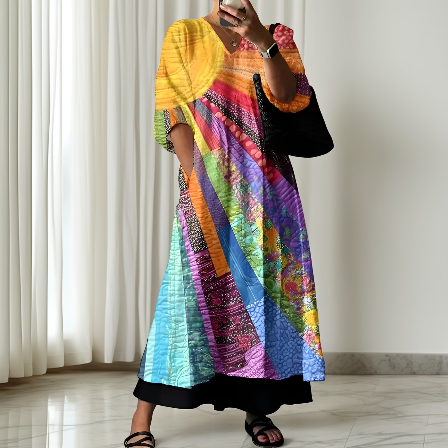 Zanna - Stilvolles, buntes Damenkleid