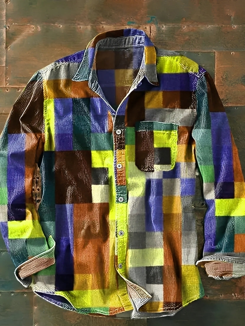Charles – Herren-Langarmhemd – Intensiv gefärbt im Retro-Stil