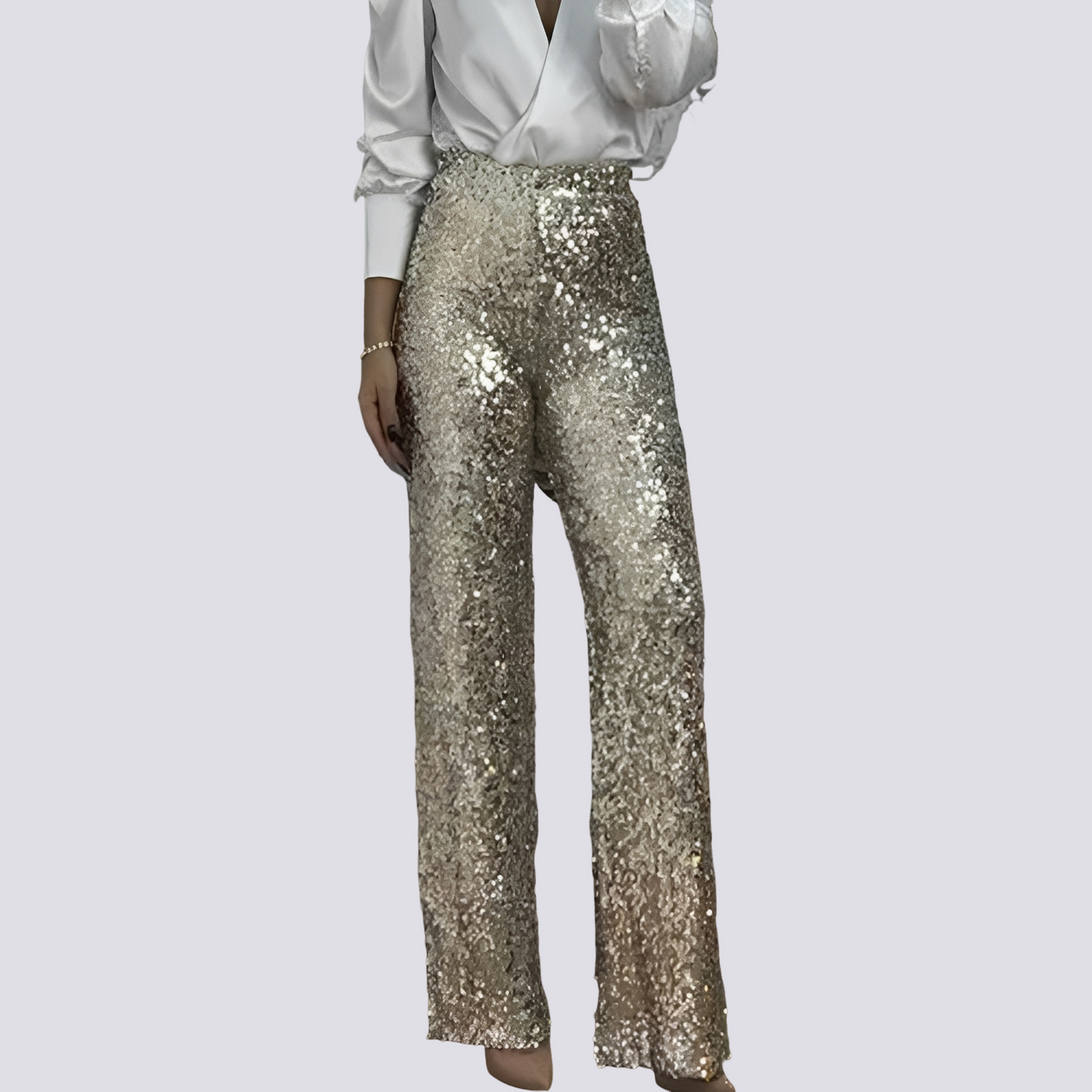 Mandy - High-Waist-Paillettenhosen