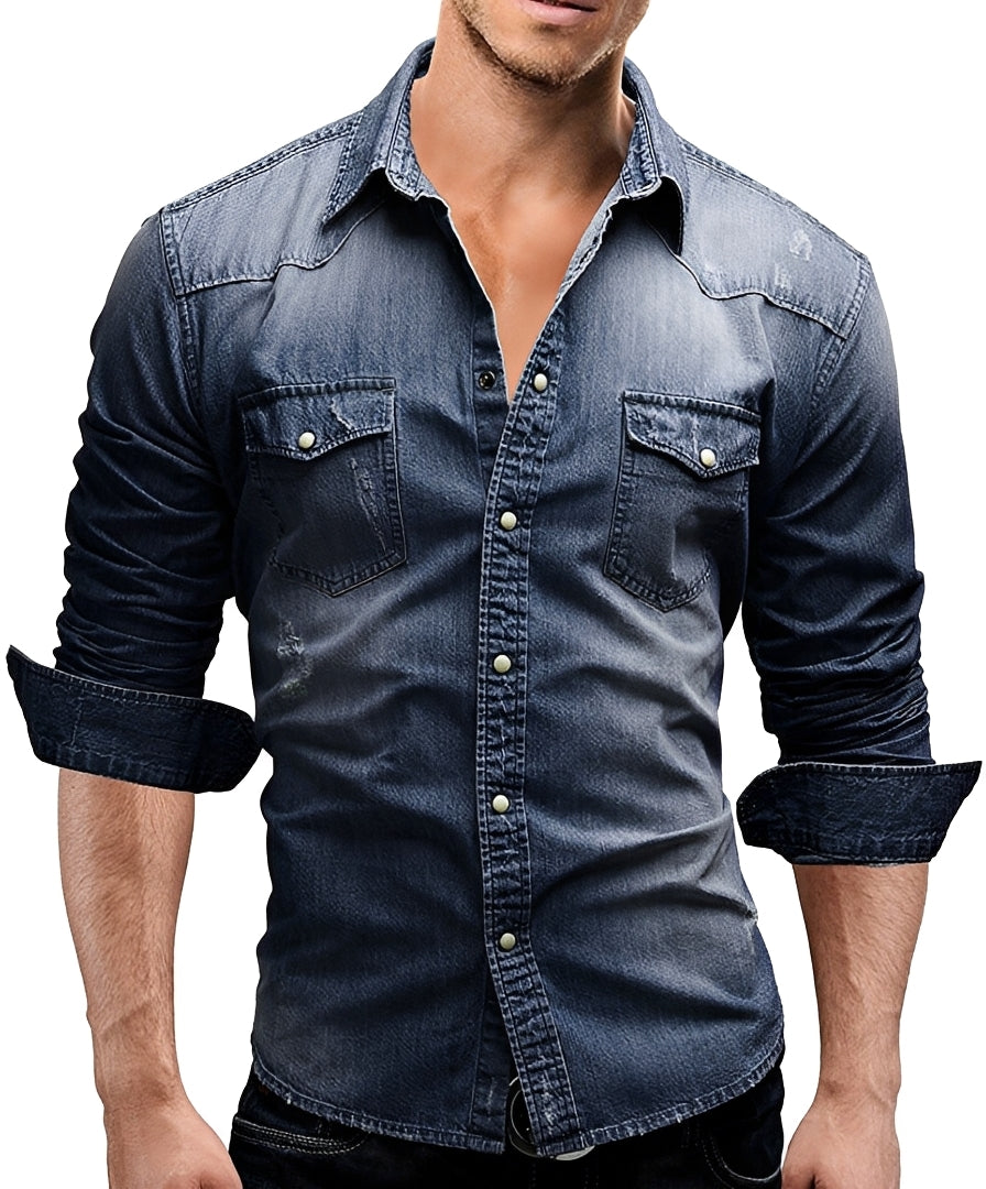 Arjun - Herren-Jeanshemd - Bequemes Langarmhemd