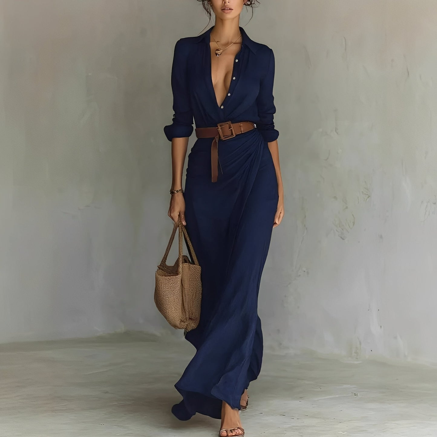 Hanny - Gemütliches Maxikleid mit Gürtel