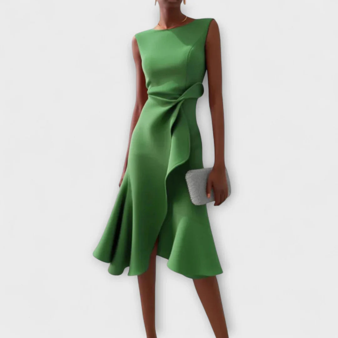 Sheila - Stilvolles Damen Midikleid mit Volantdetails