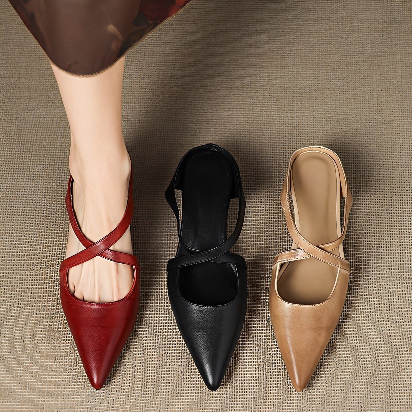 Riley - Moderne flache Mules im Retro-Design