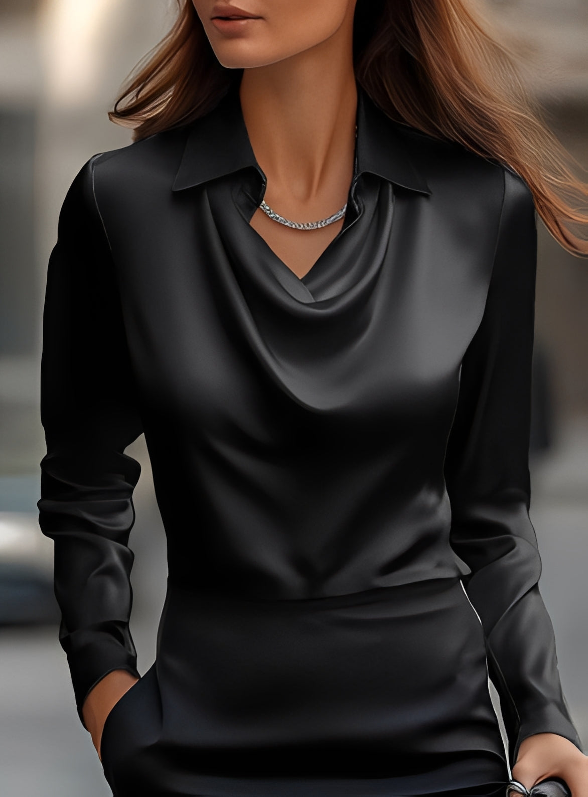 Terry - Moderne Bluse mit langen Ärmeln und Plissee