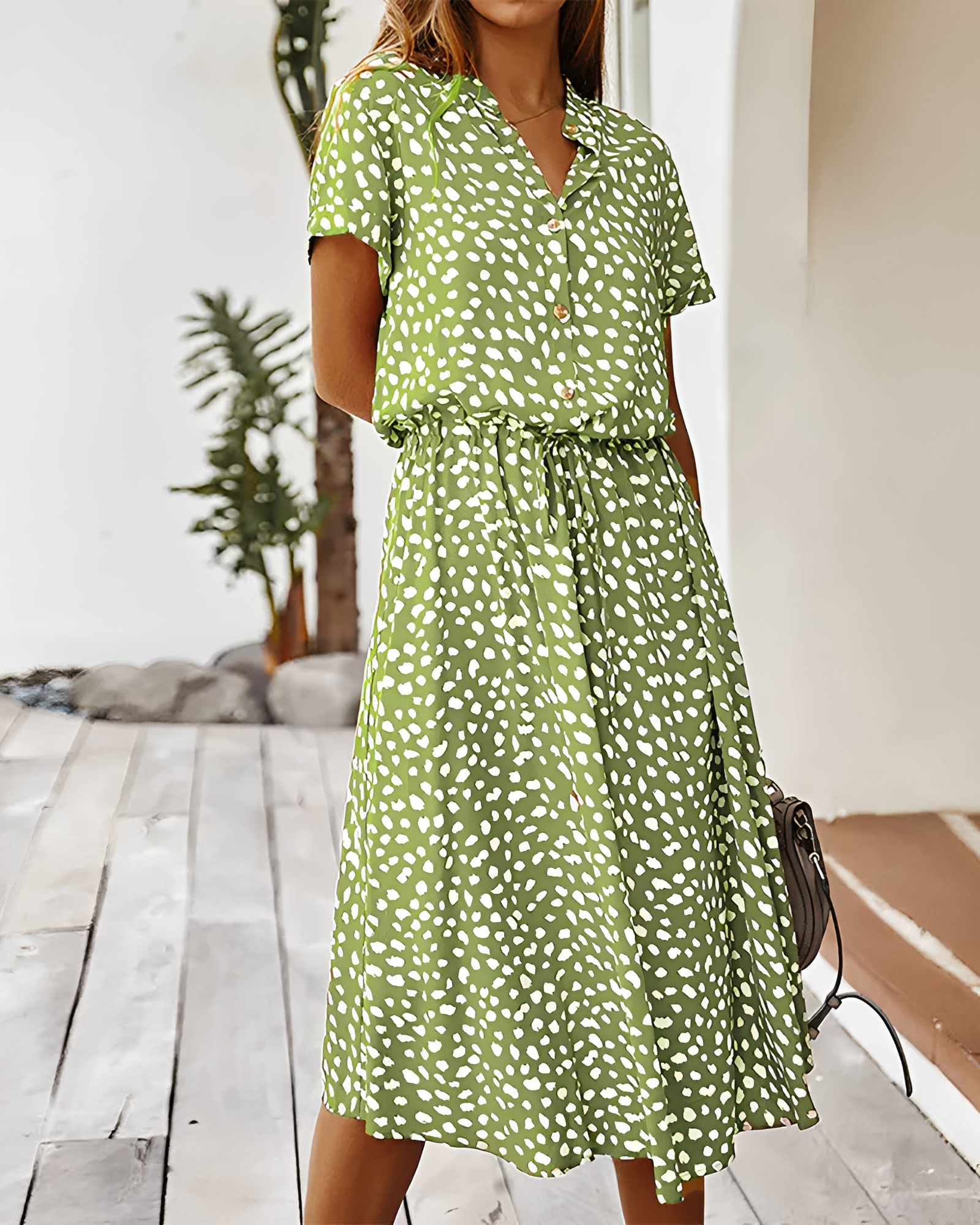 Shannon - Elegantes V-Ausschnitt-Midikleid