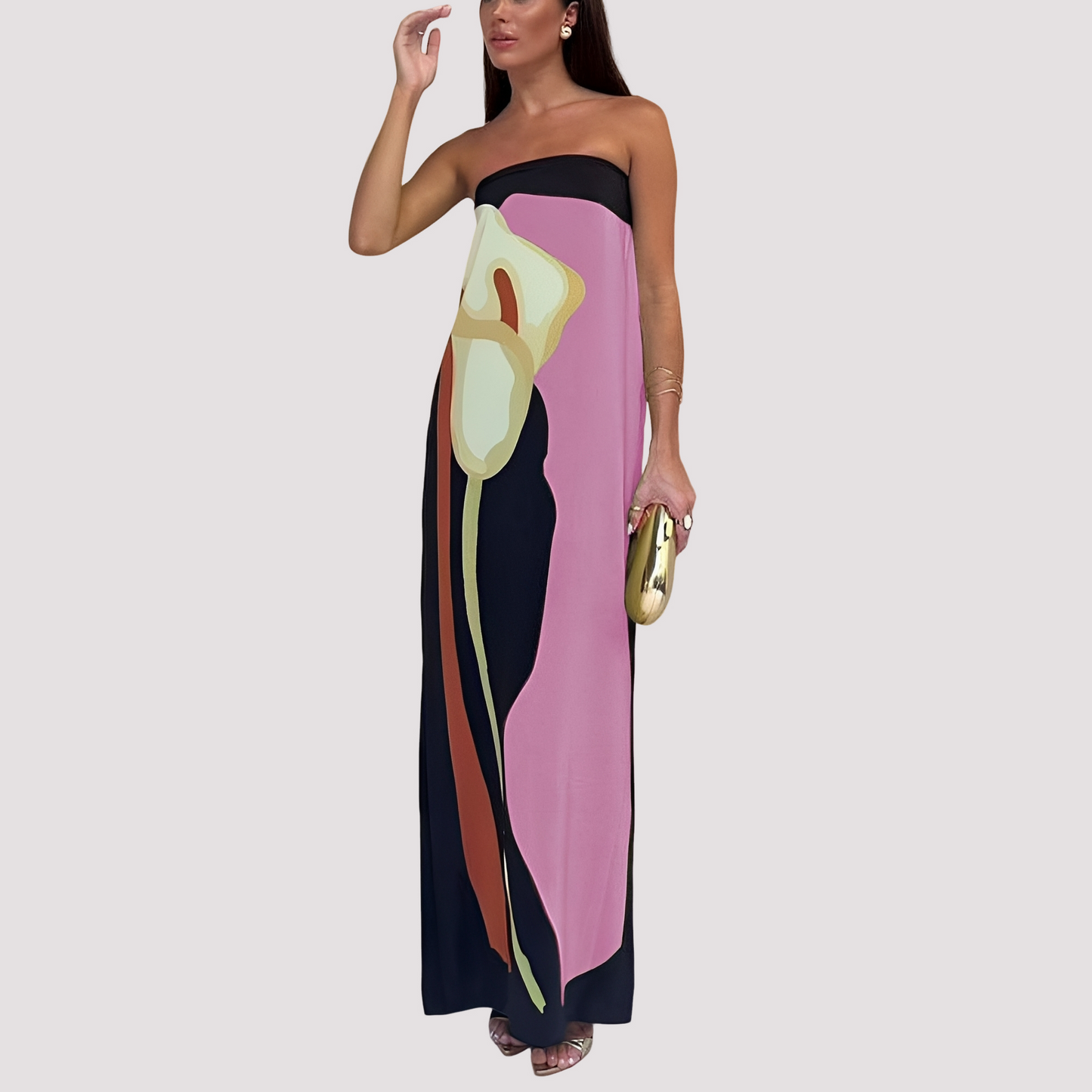 Samara - Elegantes schulterfreies langes Kleid