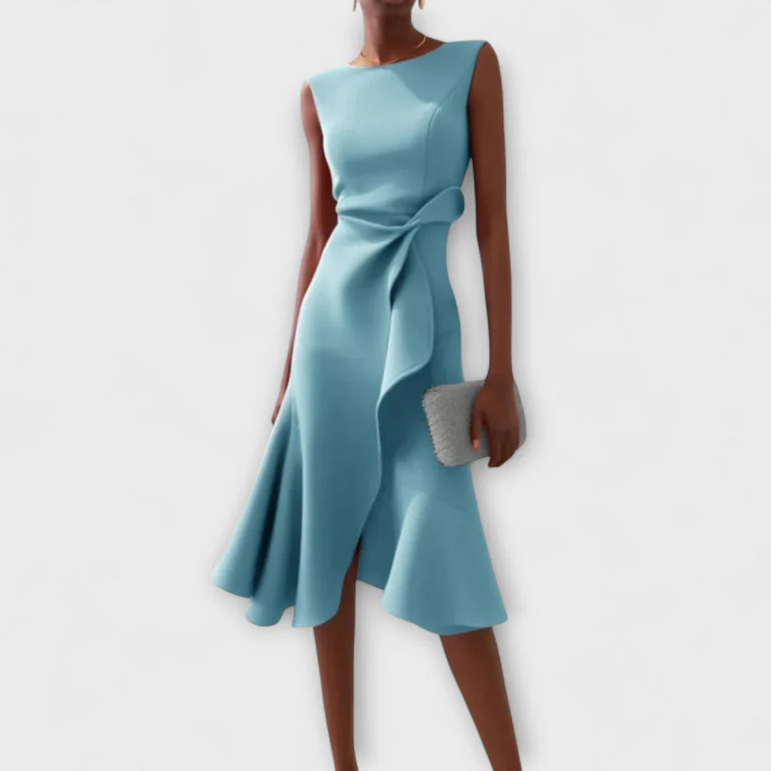 Sheila - Stilvolles Damen Midikleid mit Volantdetails