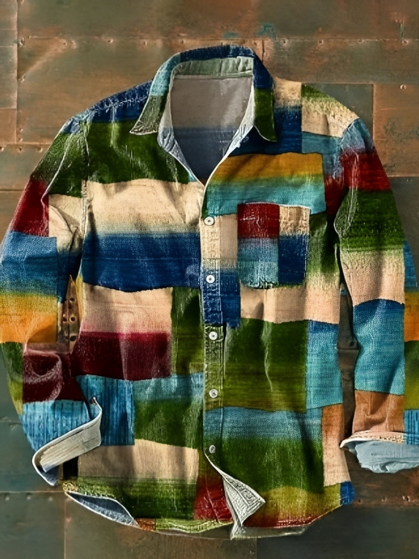 Charles – Herren-Langarmhemd – Intensiv gefärbt im Retro-Stil