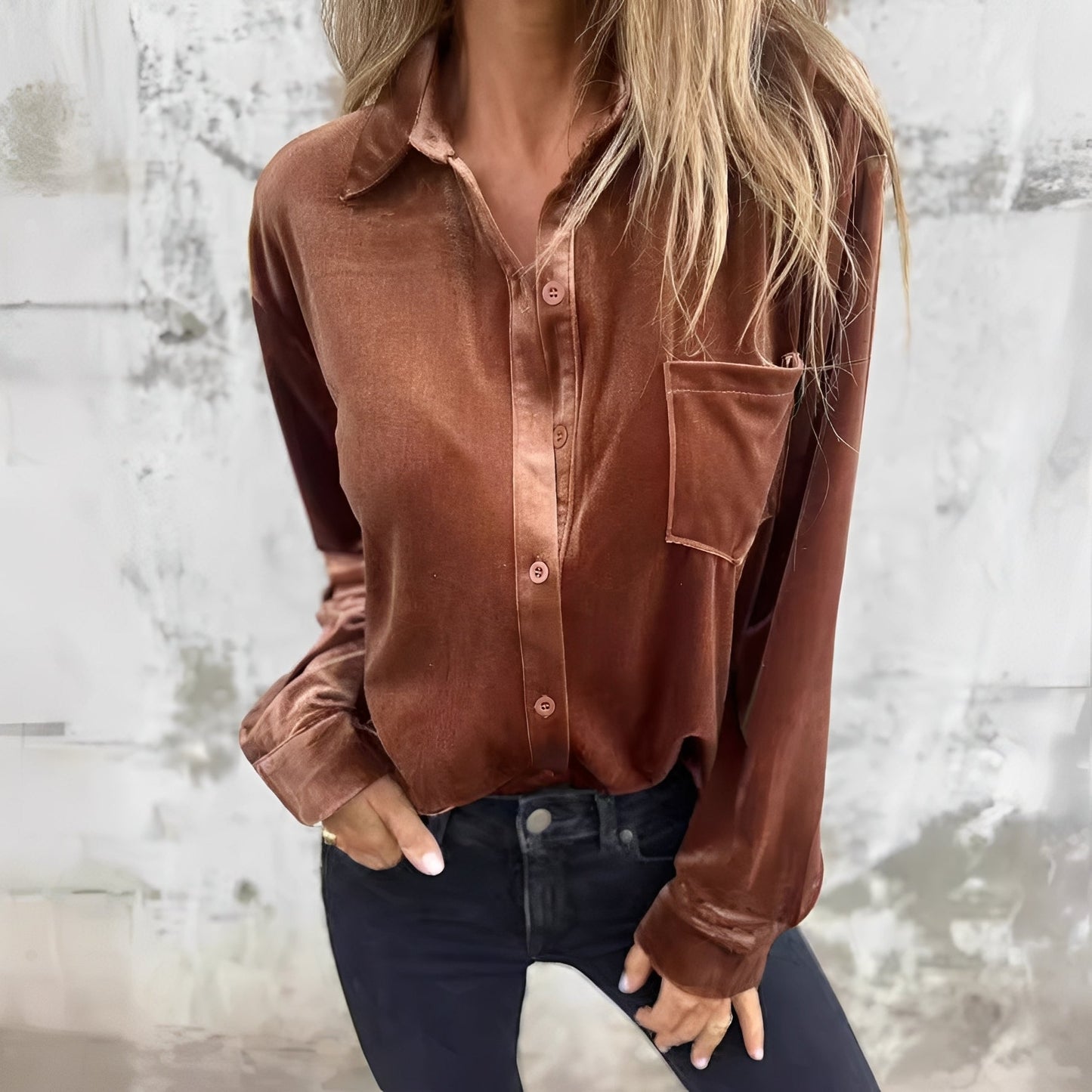 Jessie - Langärmelige Bluse mit Knopfverschluss