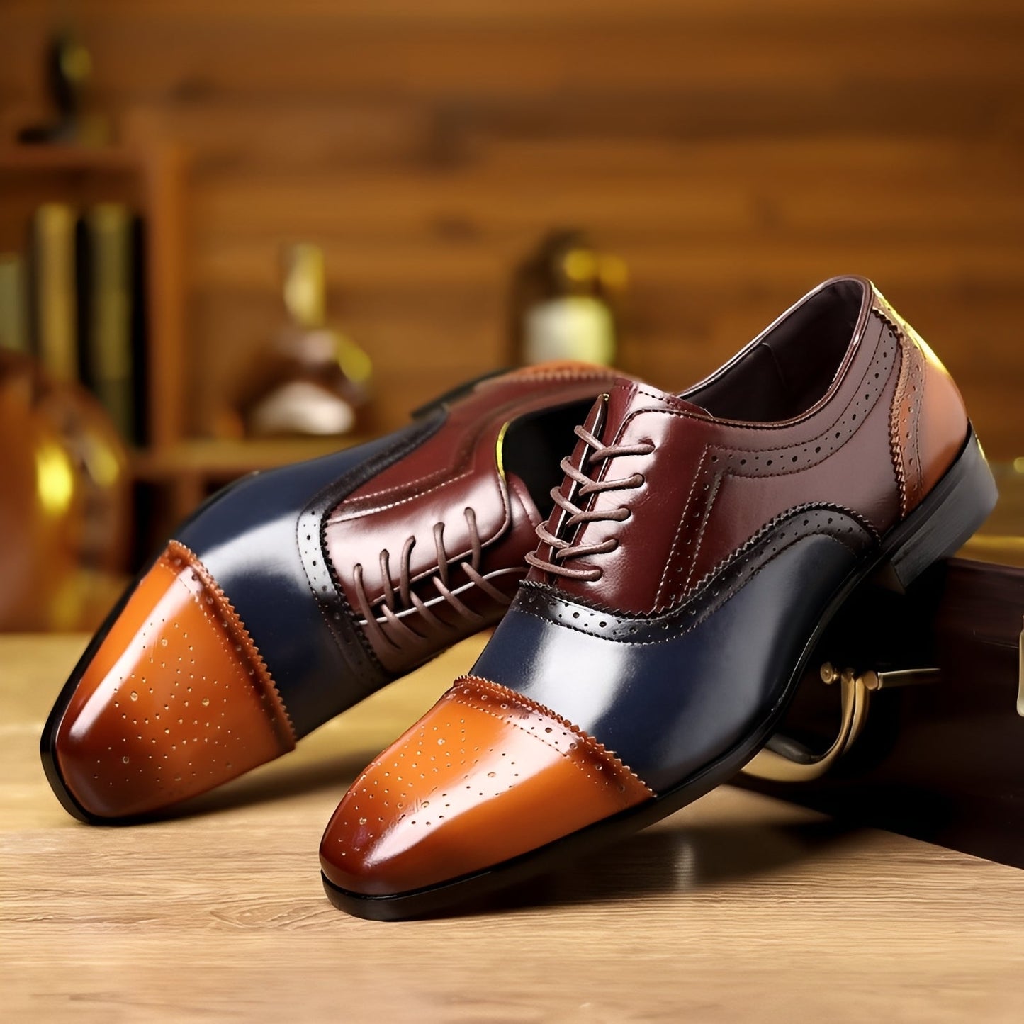 Ronan - Retro-Herrenschuhe mit spitzem Design