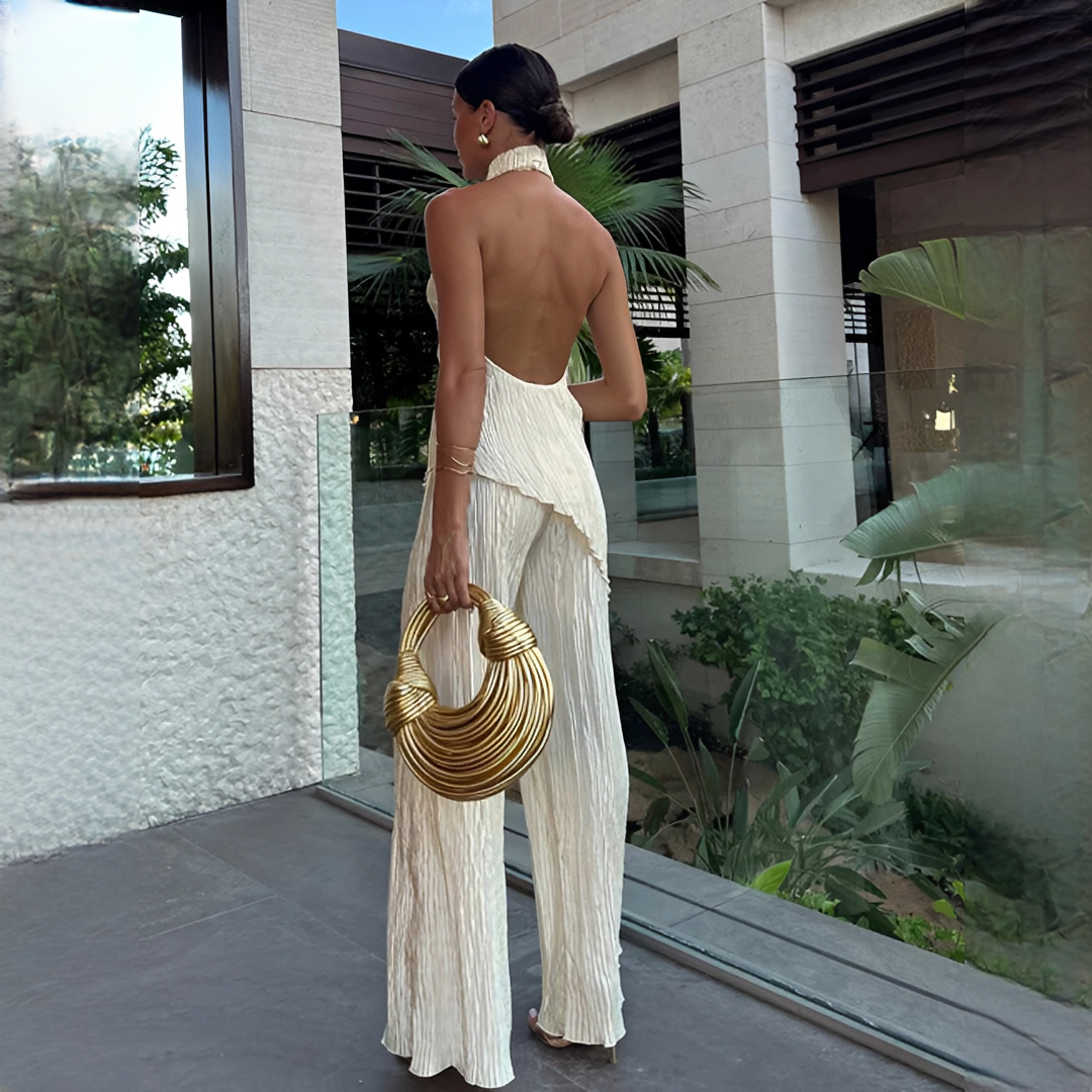 Elvissa - Elegantes Top und Hose mit weitem Bein Set